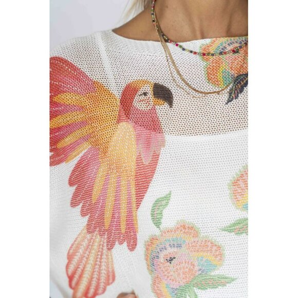 NWT 🦜 Look Mode Parrot Print Batwing Sweater – Made in Italy - Picture 3 of 3